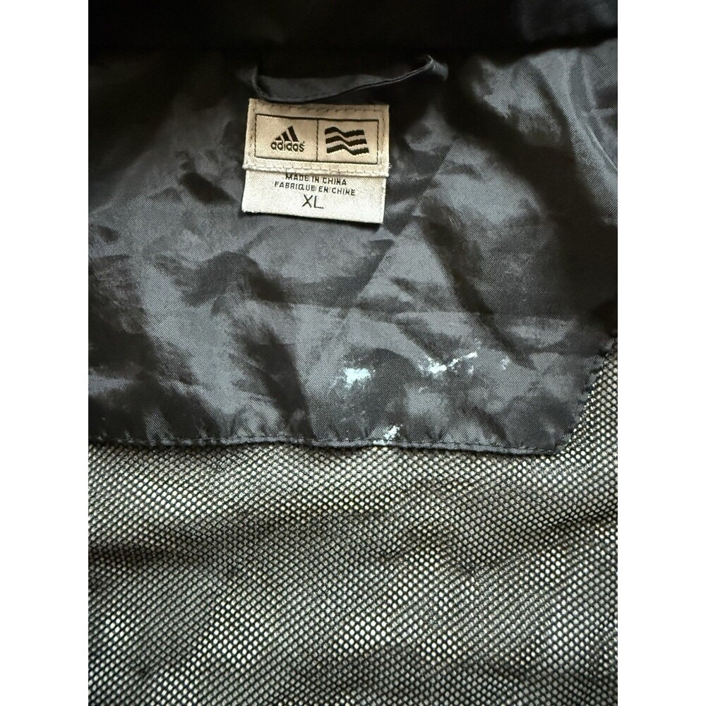 Adidas Gore Tex Full Zip Windbreaker Jacket Black Blue Stripes Pockets XL - Picture 3 of 6